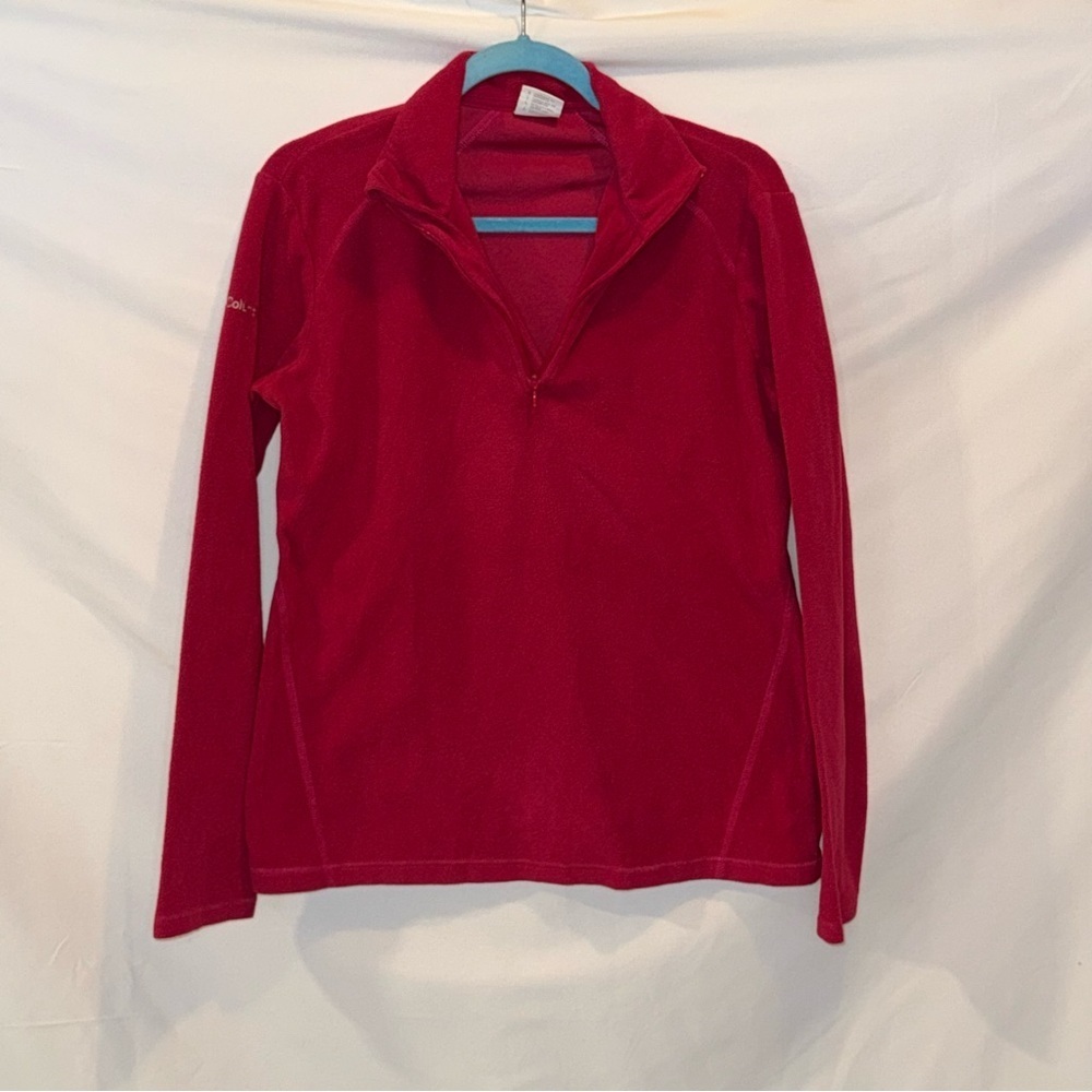 Columbia Women's Red/Pink Fleece Quarter-Zip Pullover Size Large